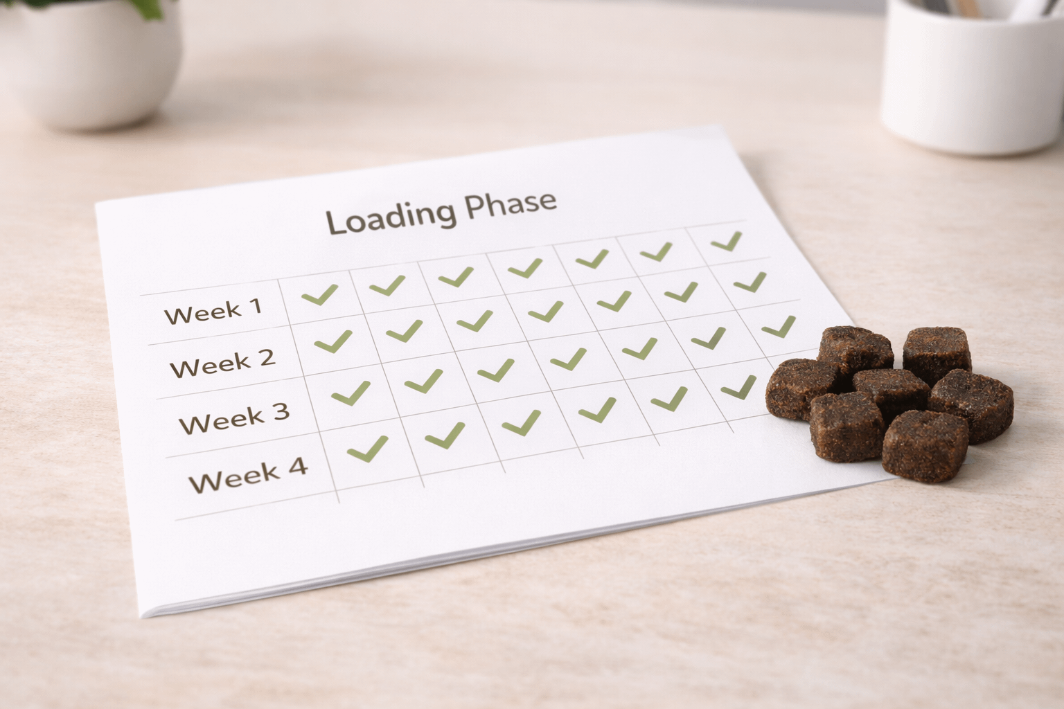 3-week loading phase schedule for joint supplement chews