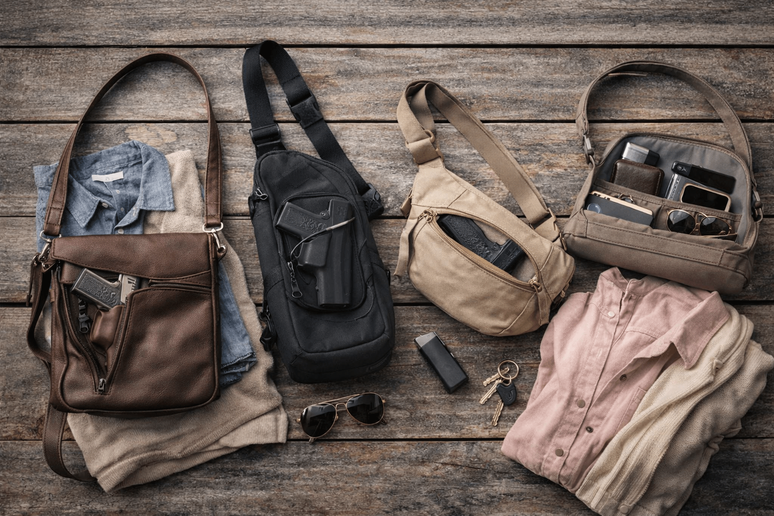 women’s spring concealed carry bags with crossbody sling fanny pack and organized purse setup