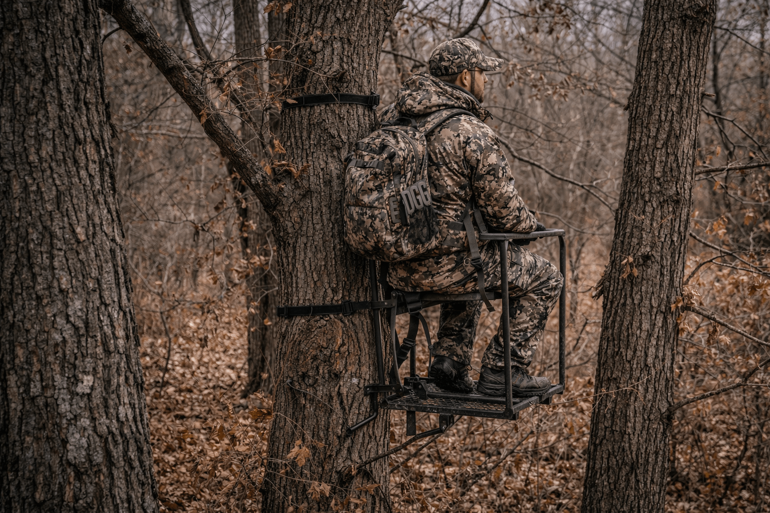 best camo pattern for Midwest hunting in hardwood tree stand cover